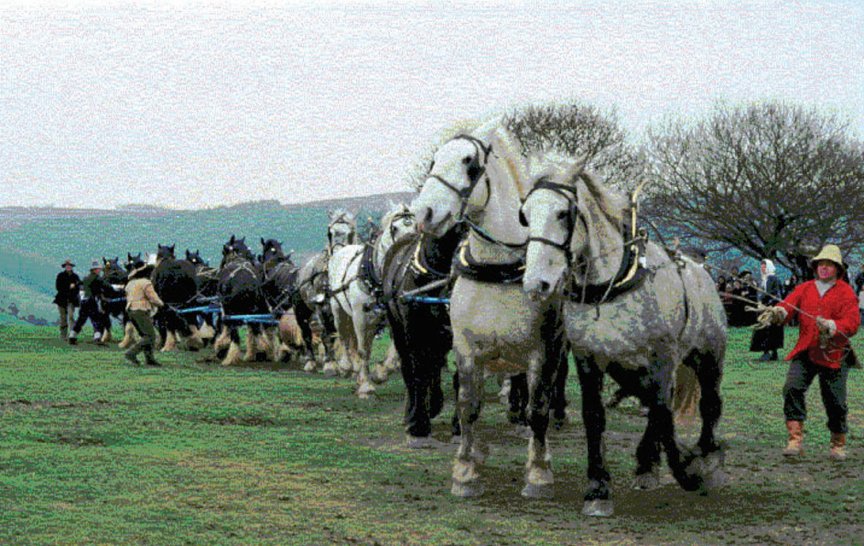 Rekonstrukce slavného pokusu, Magdeburg, Německo, 2002. (Zdroj: Guericke-Zentrum, Magdeburg)