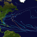 Trasy pojmenovaných tropických bouří v Atlantiku v roce 2020 (Master0Garfield, Public domain, via Wikimedia Commons)