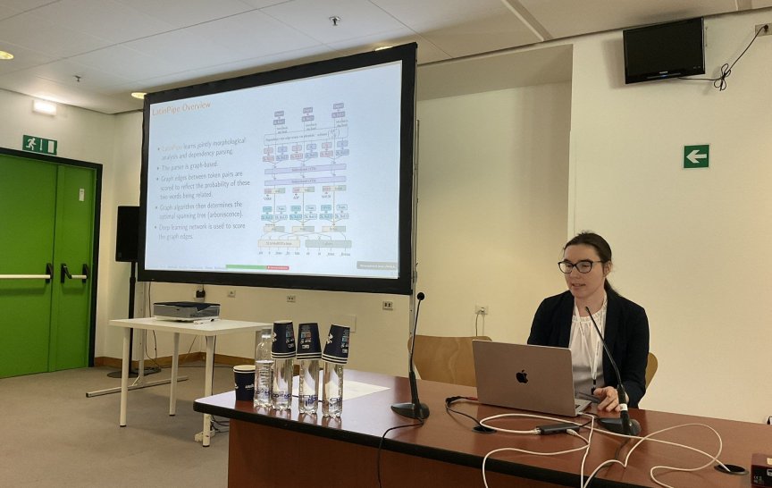 Prezentace systému LatinPipe, který vyhrál první místo v soutěži pro zpracování latiny (foto: Rachele Sprugnoli)