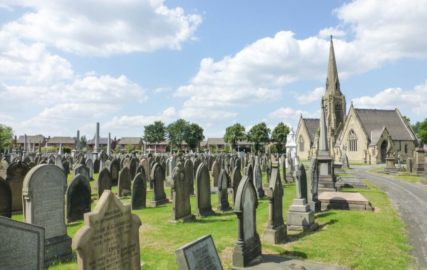 Hřbitov Brooklands, Sale, Manchester, Anglie (foto. M. Vlček, září 2014).