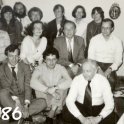 Oslava 60. narozenin Petra Sgalla (sedící zleva: Jan Hajič, Alexandr Rosen, Petr Piťha, nad nimi: Anna Kotěšovcová, Jarmila Panevová, Petr Sgall, Jan Borota, stojící vzadu: Jaroslava Vrbová, Karel Oliva, Eva Hajičová, Květoslava Králíková, Alla Bémová, Milena Hnátková; foto: ÚFAL MFF&nbsp;UK)
