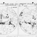 Ukázka ručního zákresu vývoje bouřkové oblačnosti při výskytu přívalové povodně na Příbramsku 21. června 1984. Bouřky v dané oblasti zůstávaly aktivní po dobu několika hodin a byly příčinou výrazných srážkových úhrnů (foto: Radarové oddělení ČHMÚ)