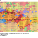 Data zpracovaná do map někdy připomínají spíše abstraktní umění než výsledek objektivního měření - Mapa dat první bouřky v roce 2016 na území Česka, Slovenska a v okolí