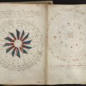 Foto č. 3 - Dvojlist zachycující astronomické úkazy. Převzato z: The Voynich Gallery - The Complete Manuscript 5.