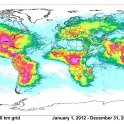 Mapa průměrné četnosti blesků ve světě - Nejvíce blesků se objevuje hlavně nad kontinenty, a zejména pak v teplejších částech světa (zdroj: VAISALA)