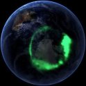 Polární záře nad Antarktidou zachycená pomocí družice 