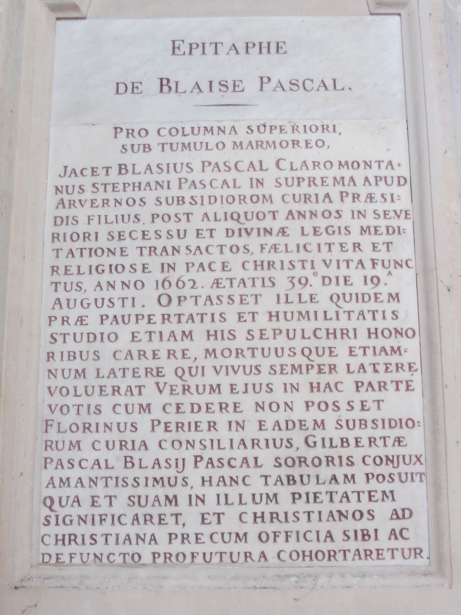Zahraniční putování po hrobech slavných matematiků, fyziků, astronomů IX: Francie, Pascal